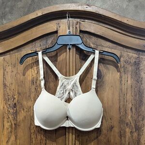 Elegant Cream Lace Racerback Bra